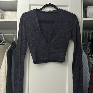 Long sleeve deep v neck shirt
